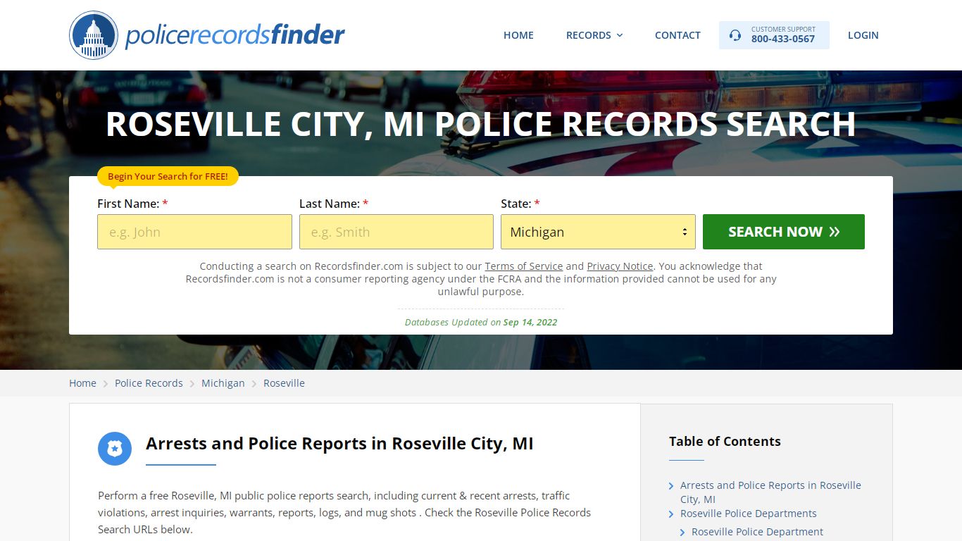 Roseville, Placer County, MI Police Reports & Police Department Records